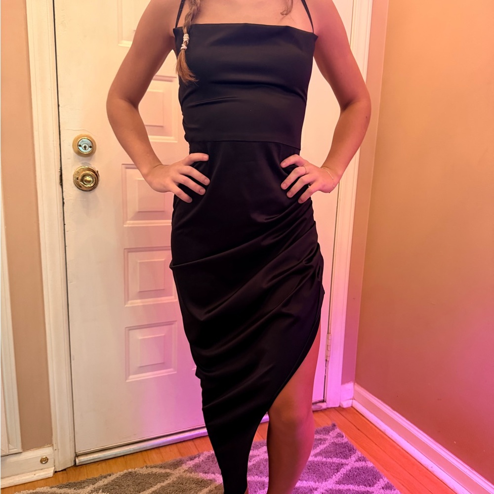 Elegant Black Asymmetrical Dress